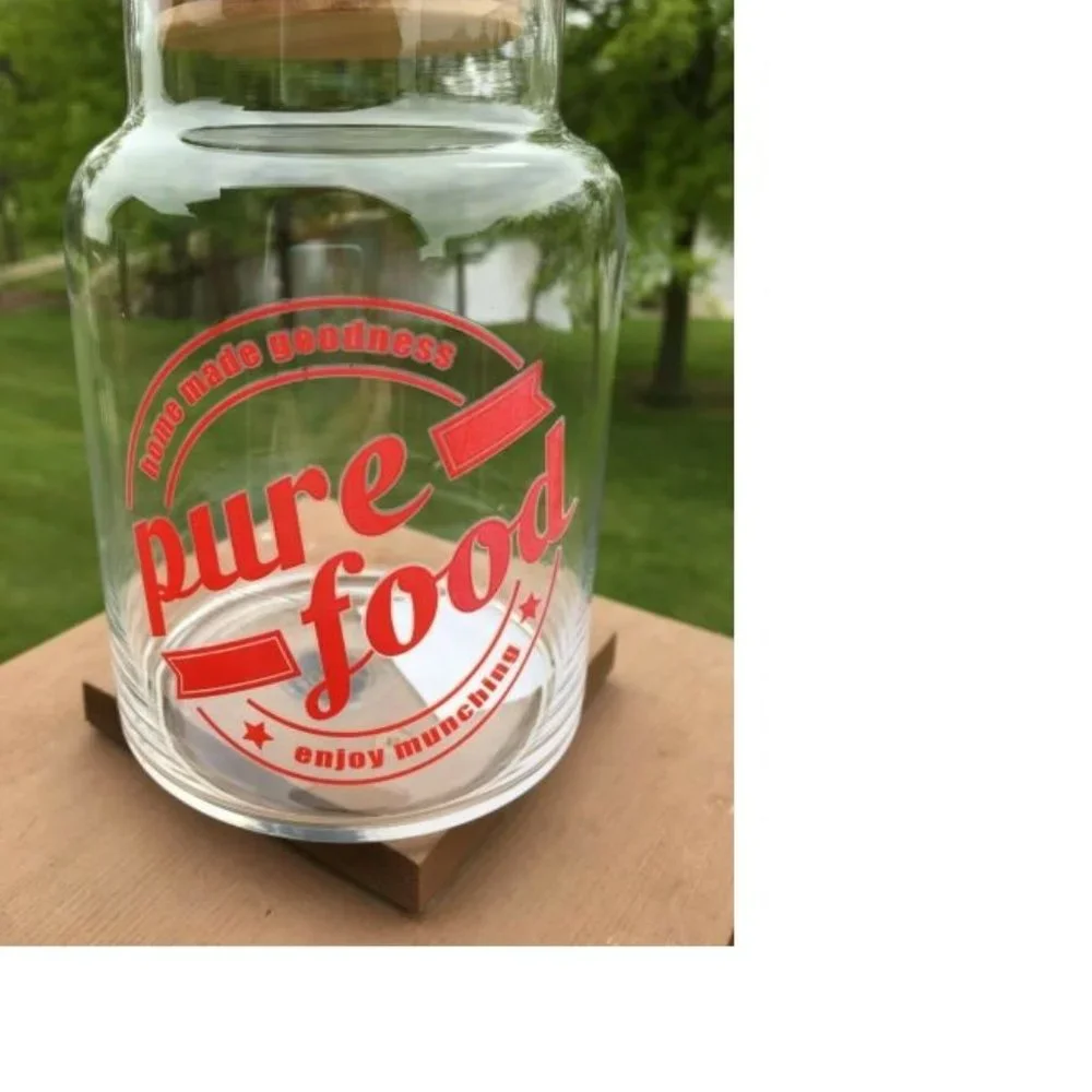 Food Network 30-oz. Clear Glass Storage Jar Pantry Container Enjoy Munching NEW